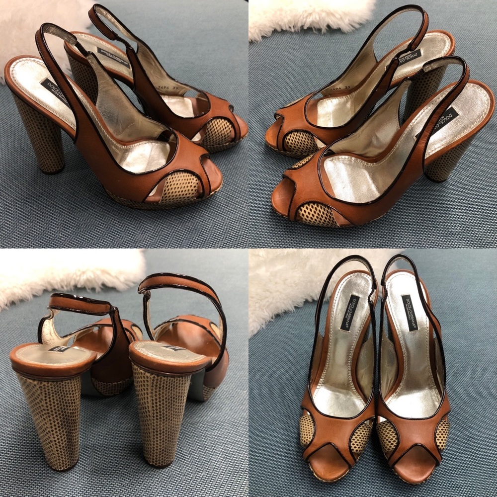 NIB D&G Snakeskin Platform Slingback Heels Sz 39 - Picture 10 of 13